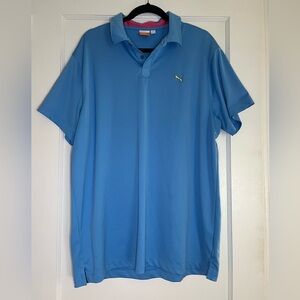Puma Men’s Light Blue Polo Shirt with Yellow Logo